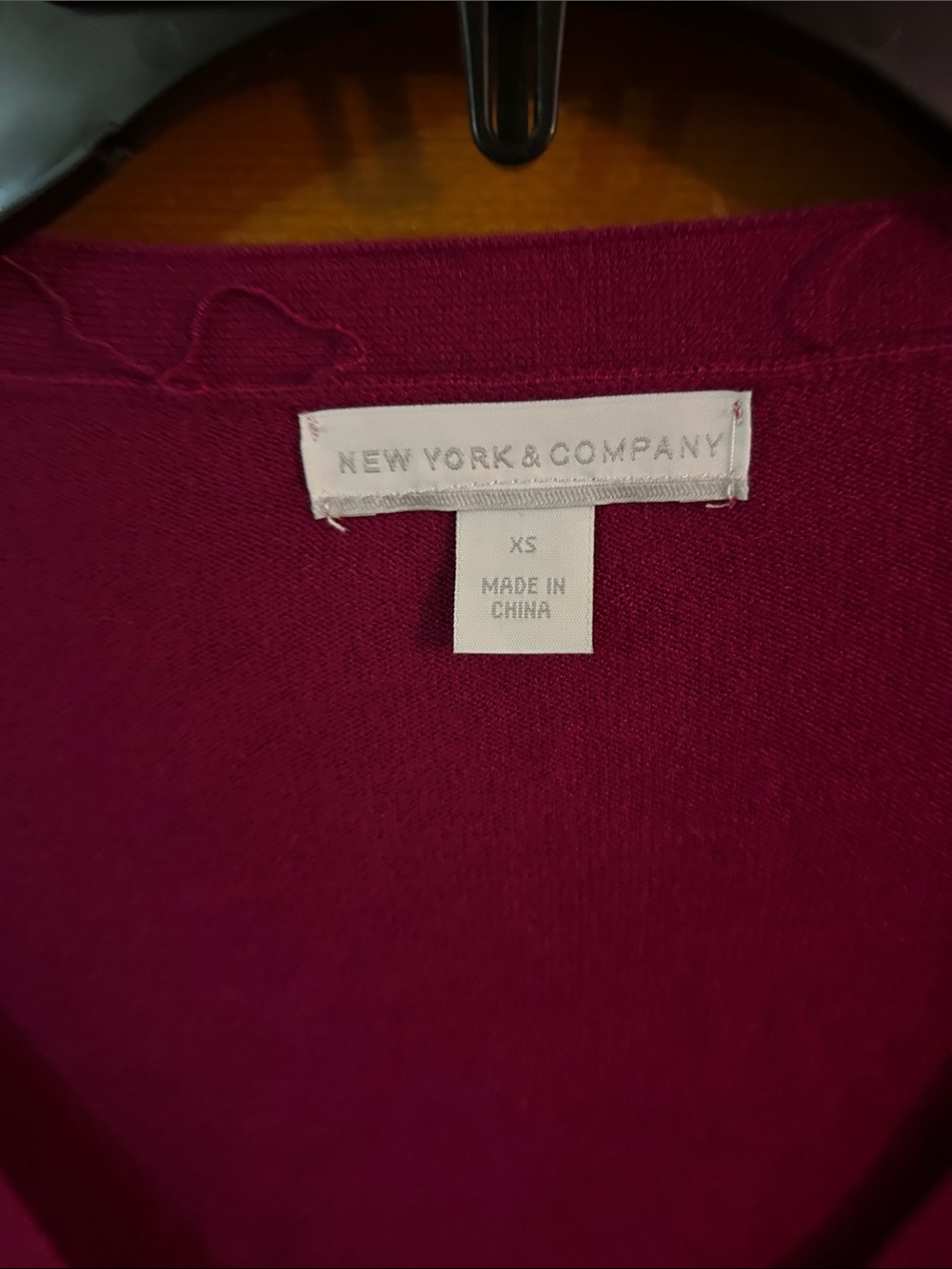 New York & Company Raspberry V-Neck Cardigan - Picture 4 of 4